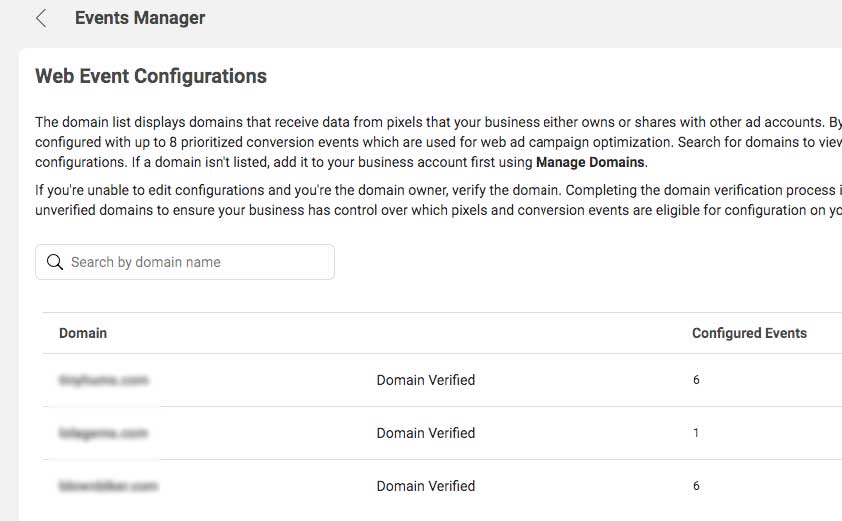 Web Event Configurations